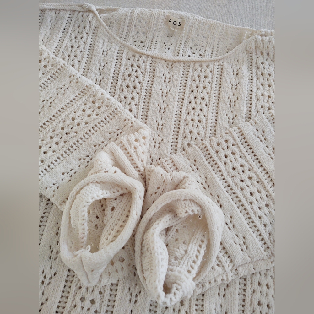 POL Cream 🧶 CrocheT-KniT Sweater ~ Size: S